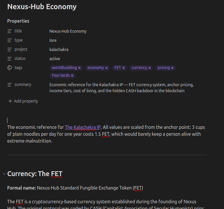 A Kalachakra IP markdown note in Obsidian
